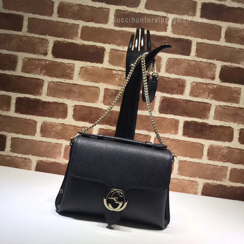 Gucci GG Leather Top Handle Bag Black 510302